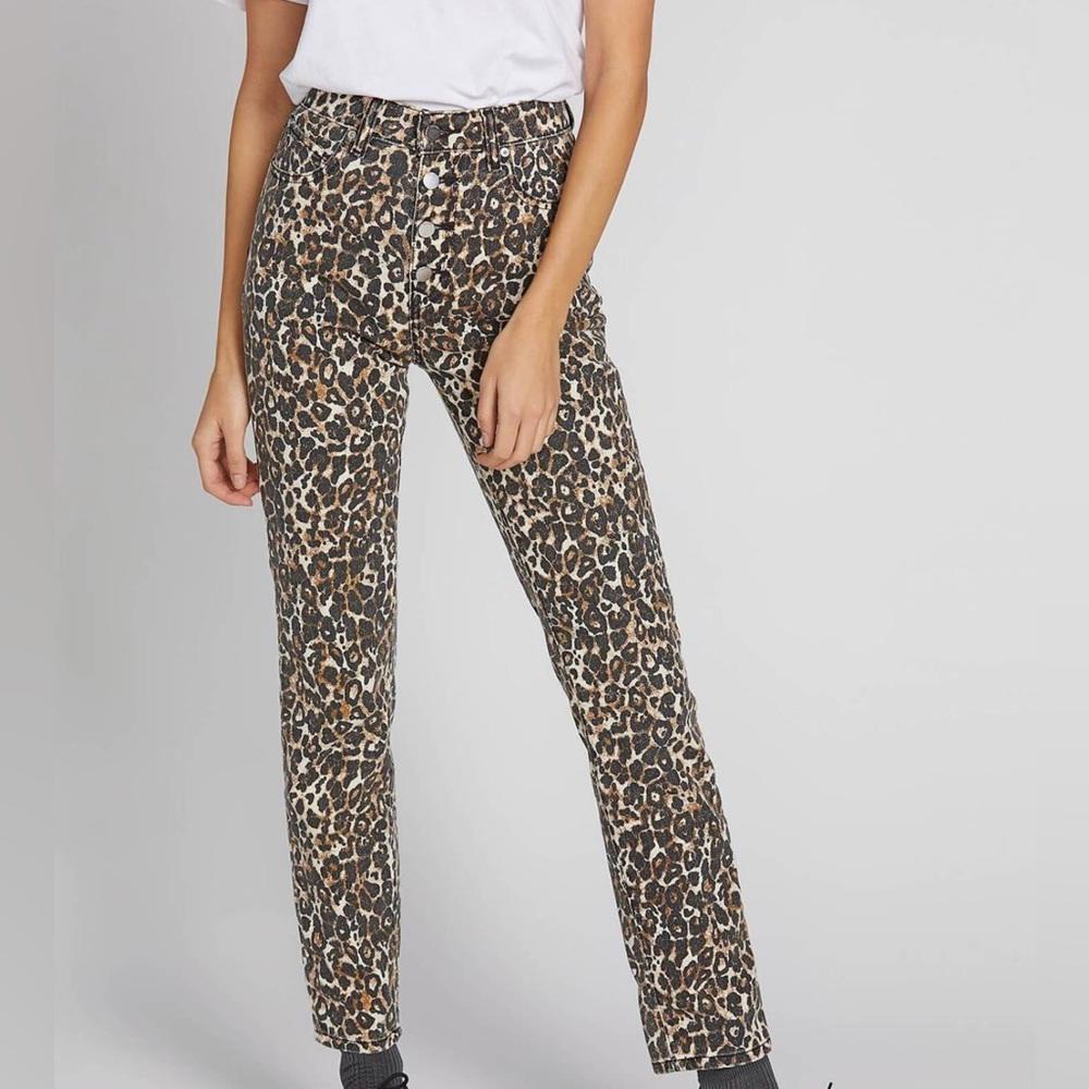 Volcom Super Stoned Skinny High Rise Jeans in Leopard Print